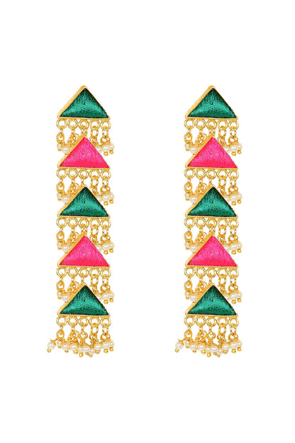 Matt Gold Finish Triangle Layered Earrings