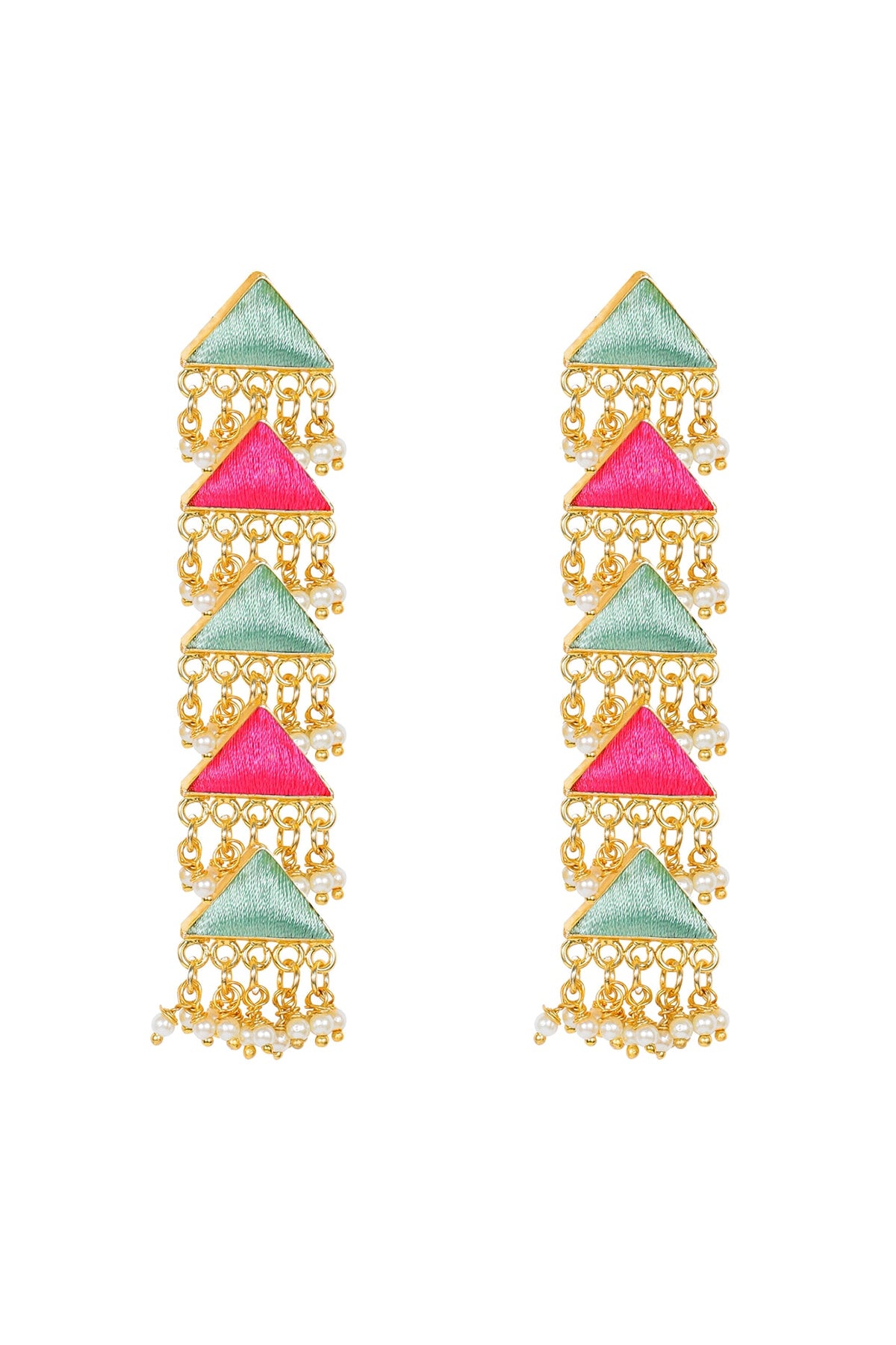 Matt Gold Finish Brass Triangle Layered Earrings