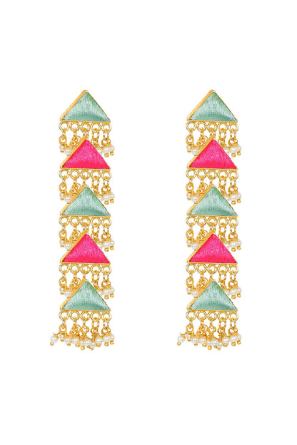 Matt Gold Finish Brass Triangle Layered Earrings