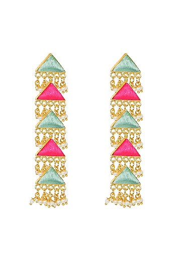 Matt Gold Finish Brass Triangle Layered Earrings