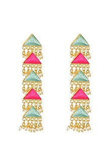 Matt Gold Finish Brass Triangle Layered Earrings