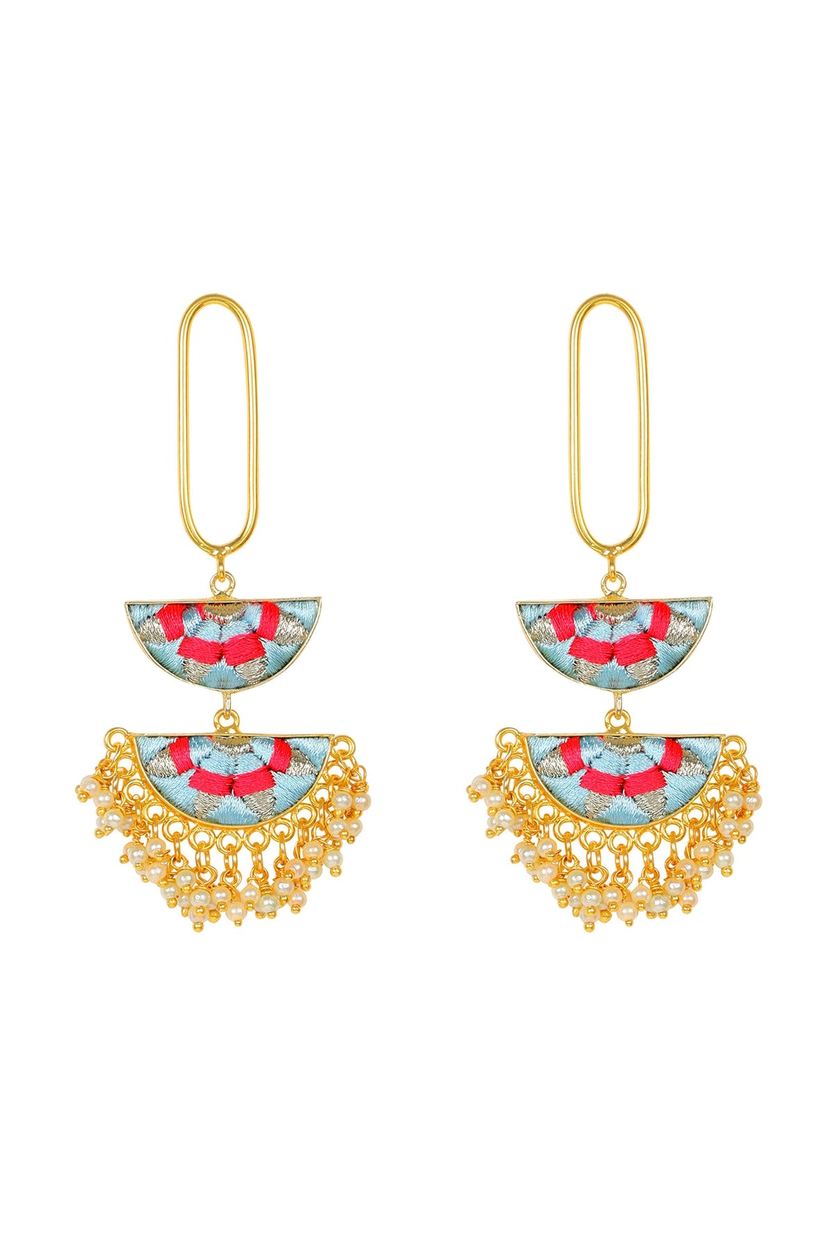 Matt Gold Finish Half-Moon Earrings