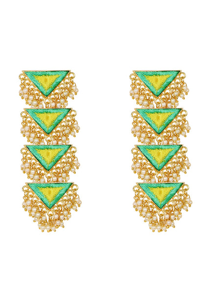 Matte Gold Finish Triangle Layered Earrings