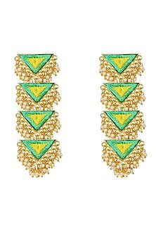 Matte Gold Finish Triangle Layered Earrings