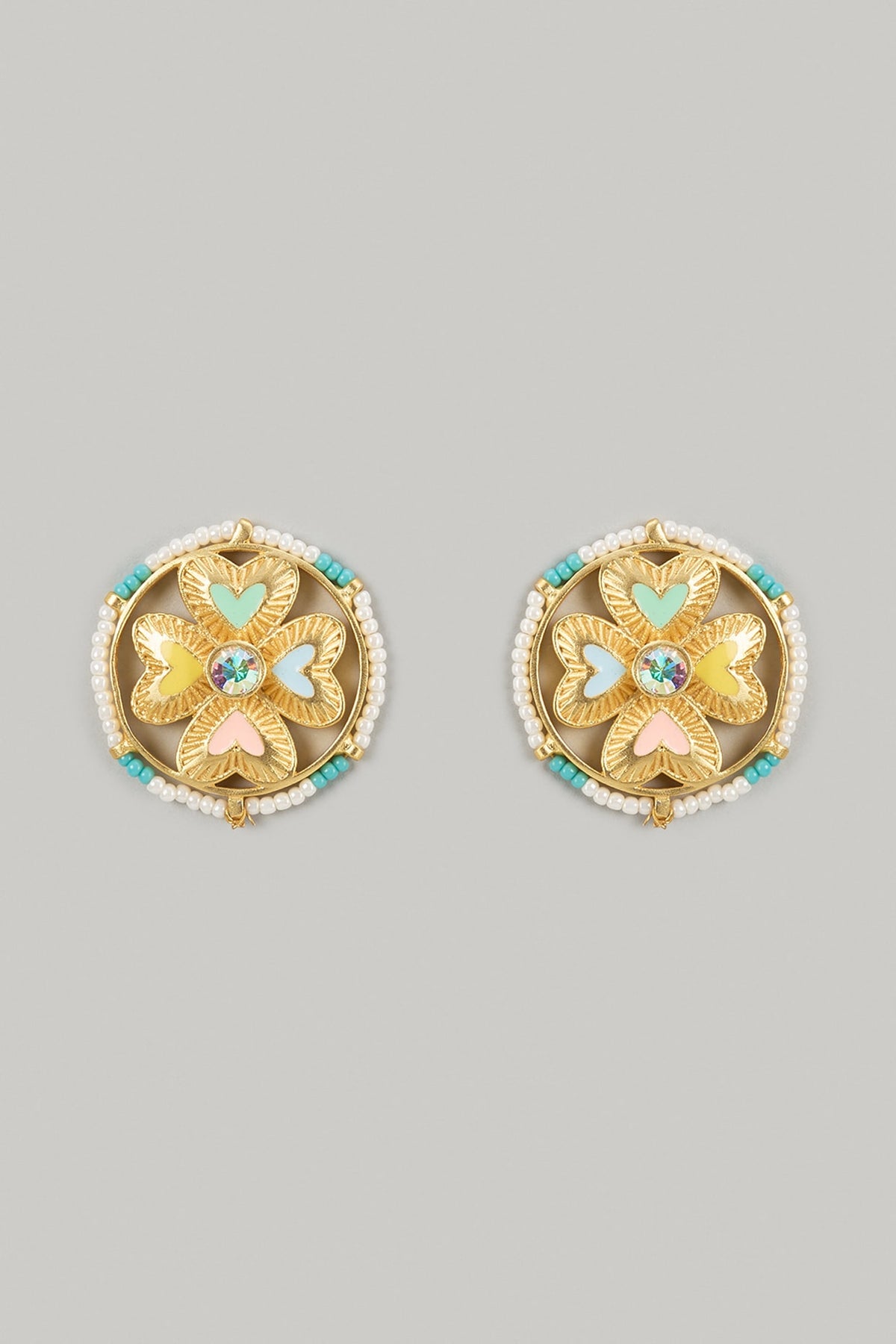 Gold Finish Swarovski Enameled Stud Earrings