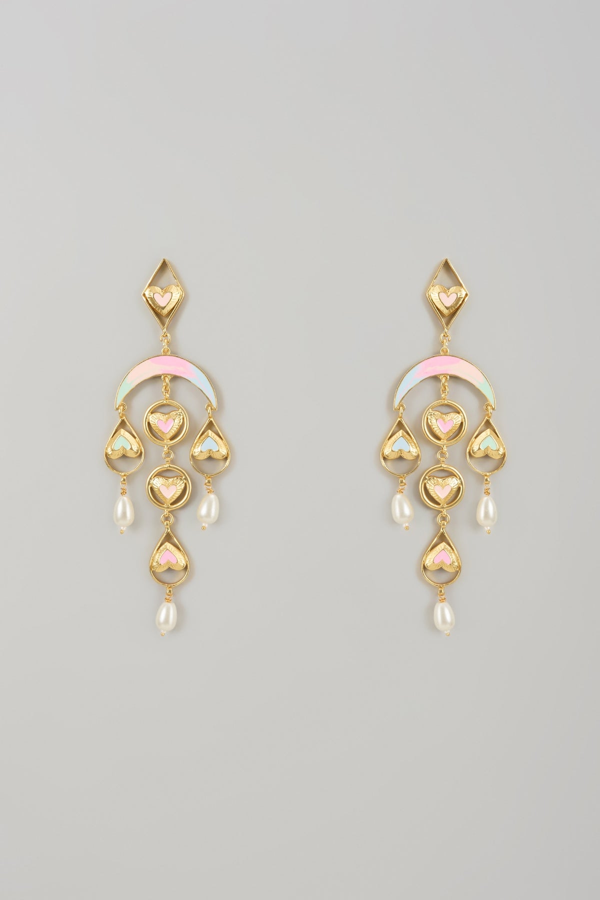 Gold Finish Swarovski Enameled Dangler Earrings