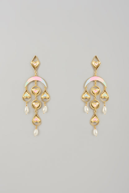 Gold Finish Swarovski Enameled Dangler Earrings
