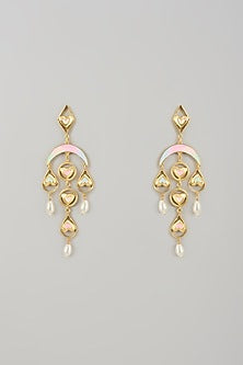 Gold Finish Swarovski Enameled Dangler Earrings