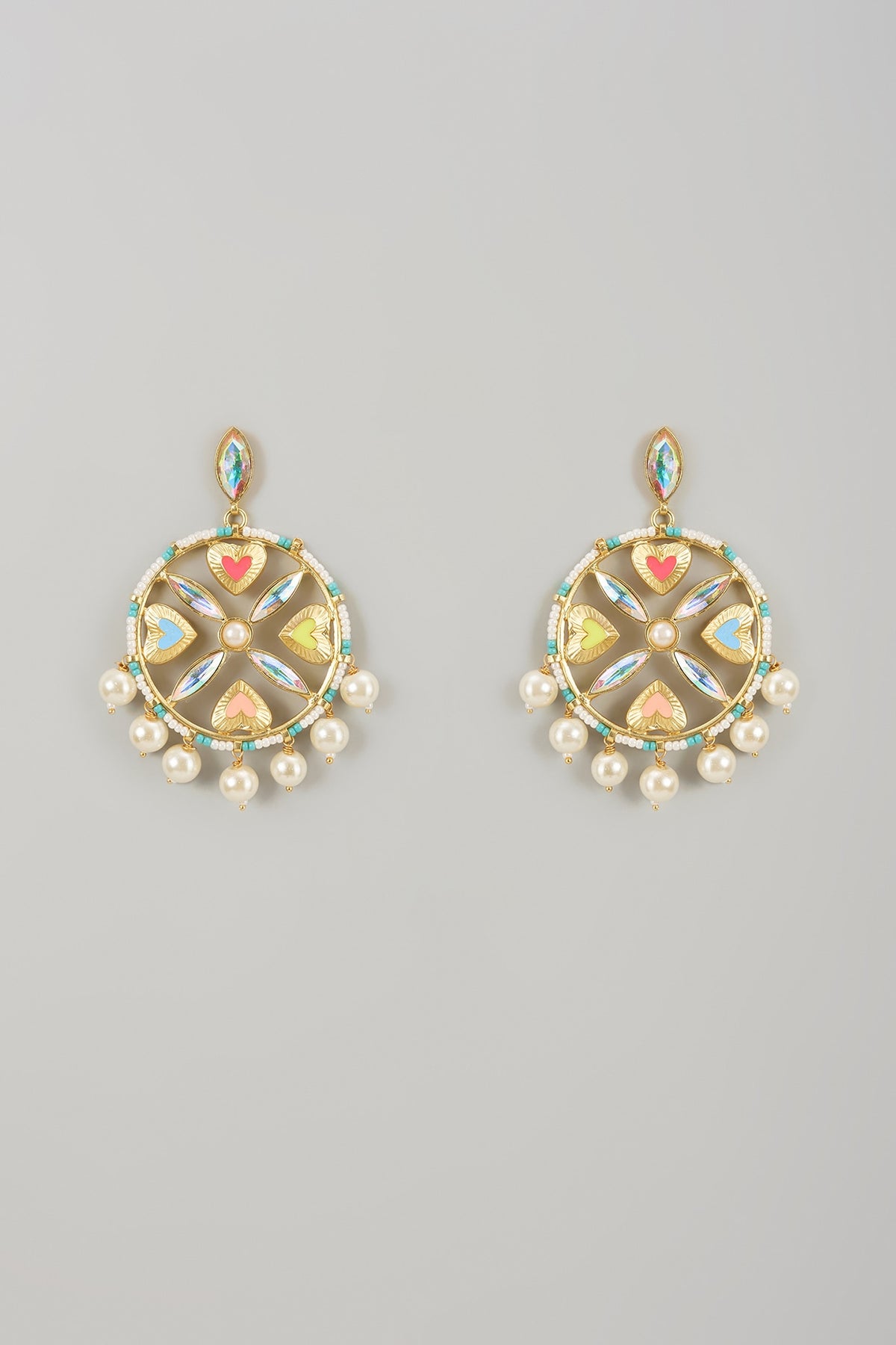 Gold Finish Swarovski Enameled Dangler Earrings