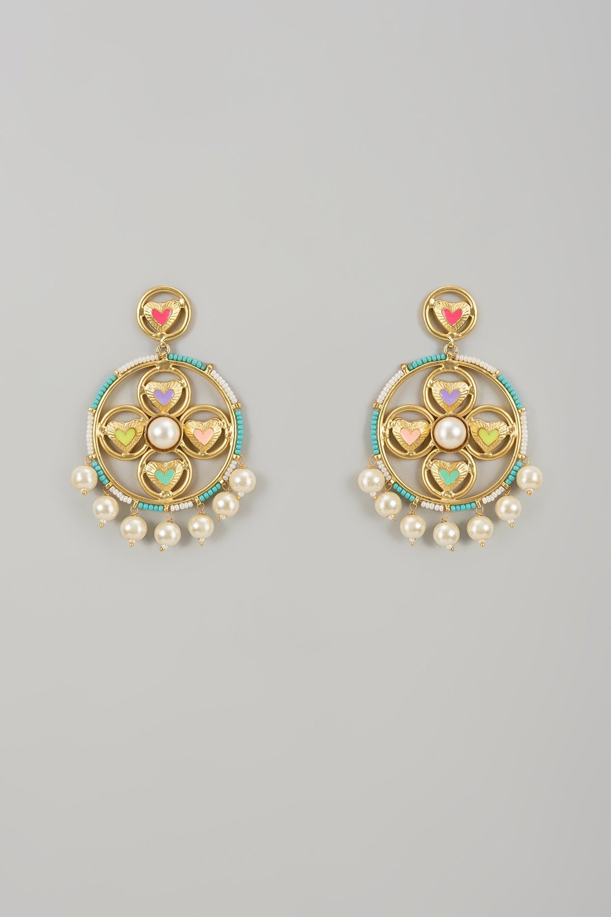 Gold Finish Swarovski Enameled Dangler Earrings