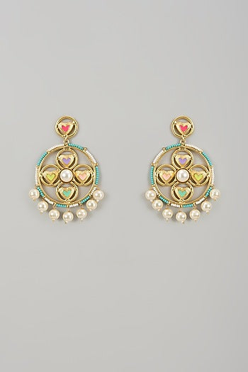 Gold Finish Swarovski Enameled Dangler Earrings