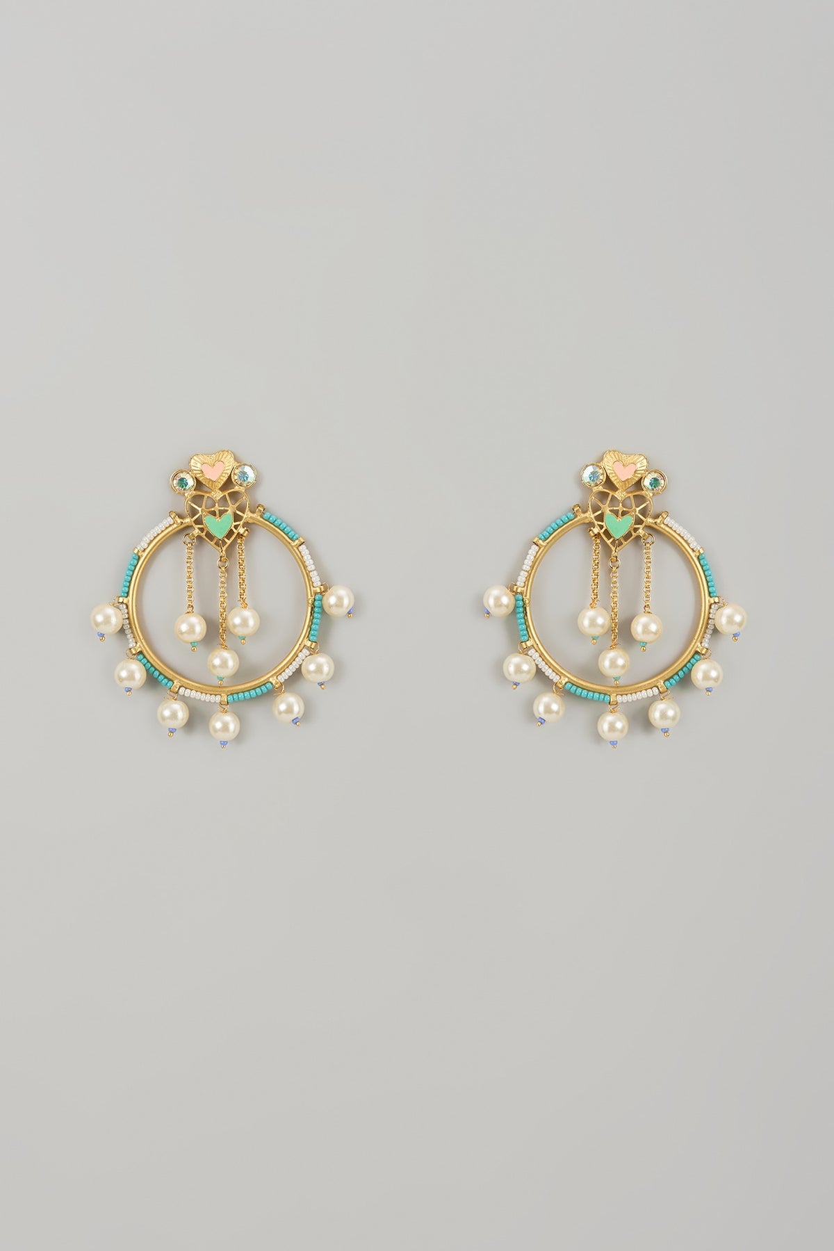 Gold Finish Swarovski Enameled Dangler Earrings