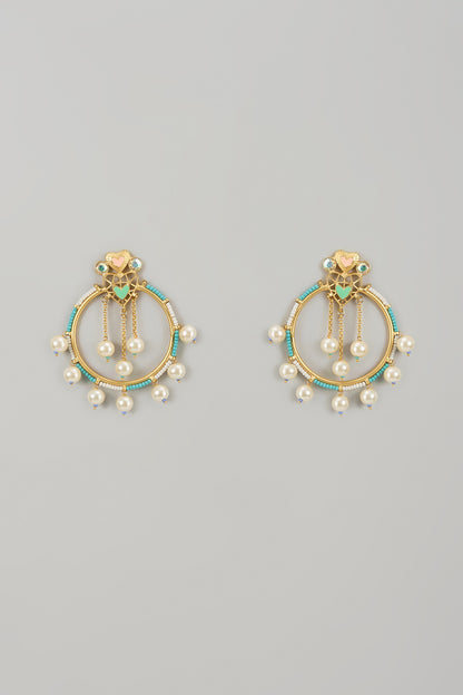 Gold Finish Swarovski Enameled Dangler Earrings