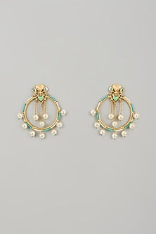 Gold Finish Swarovski Enameled Dangler Earrings
