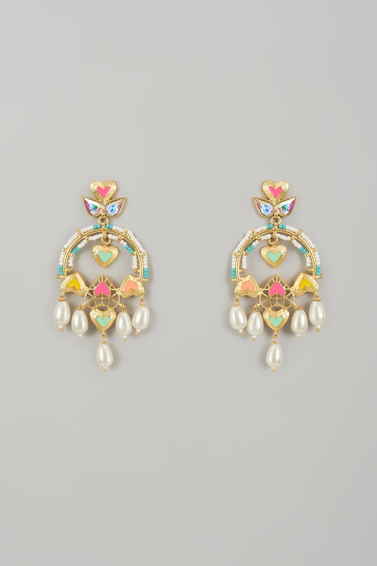Gold Finish Swarovski Enameled Dangler Earrings