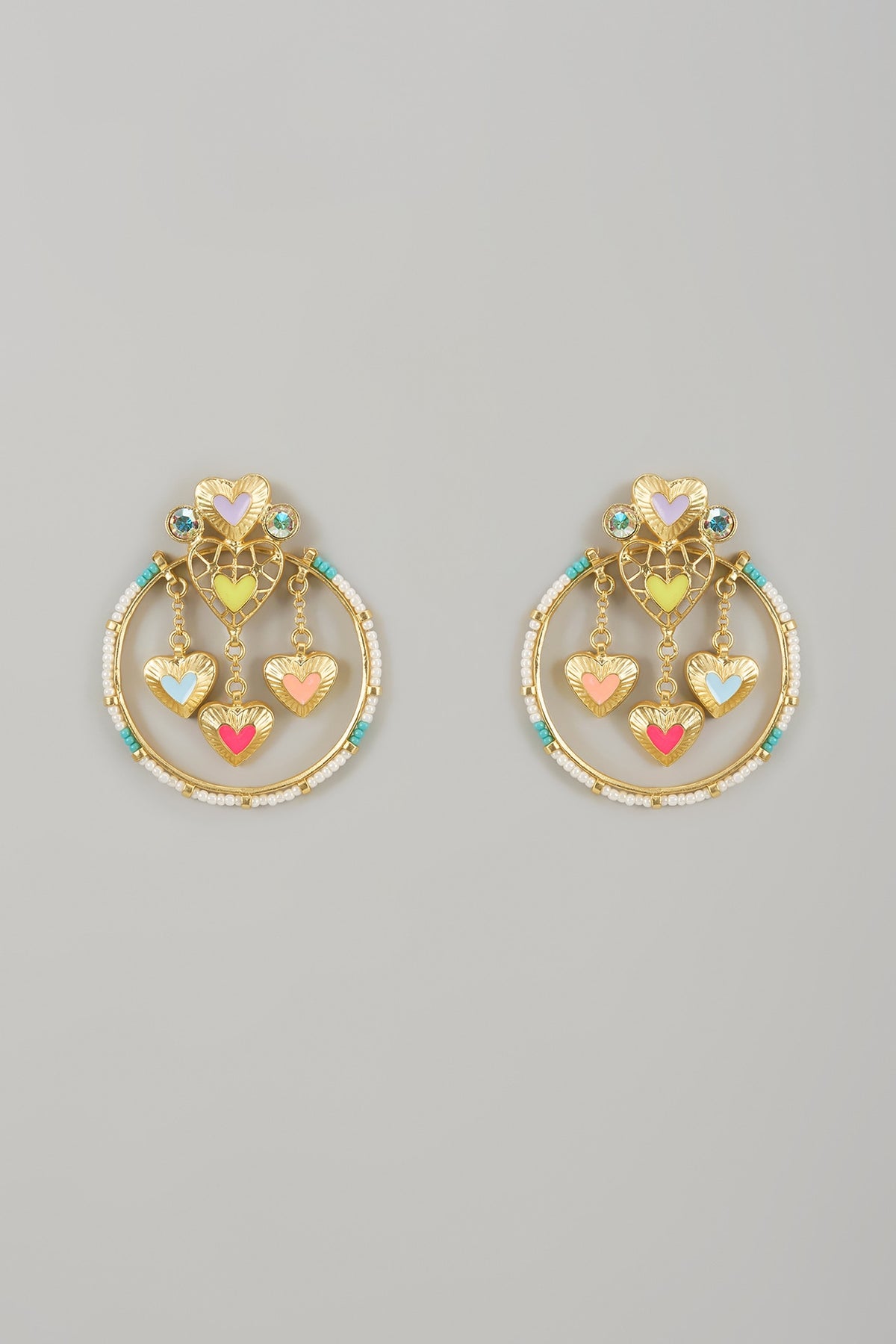 Gold Finish Swarovski Enameled Dangler Earrings
