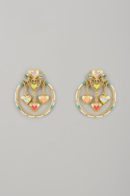 Gold Finish Swarovski Enameled Dangler Earrings
