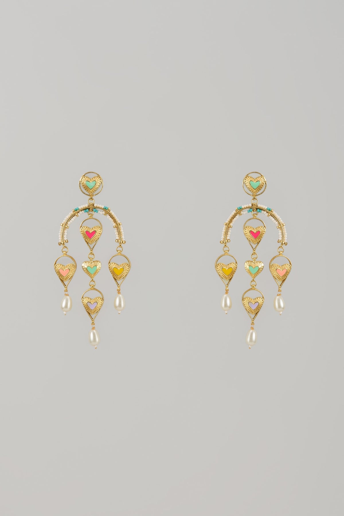 Gold Finish Swarovski Enameled Dangler Earrings