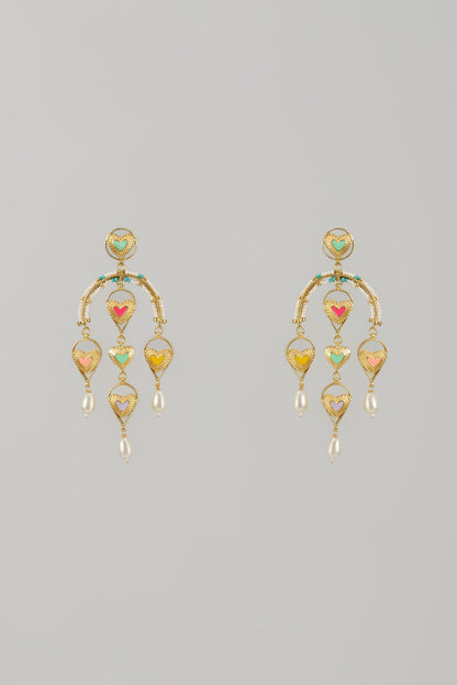 Gold Finish Swarovski Enameled Dangler Earrings