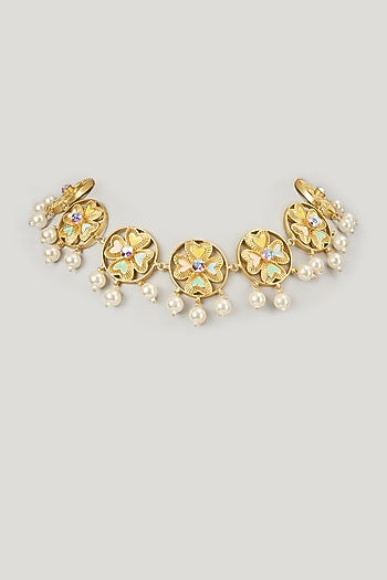Gold Finish Swarovski Enameled Necklace