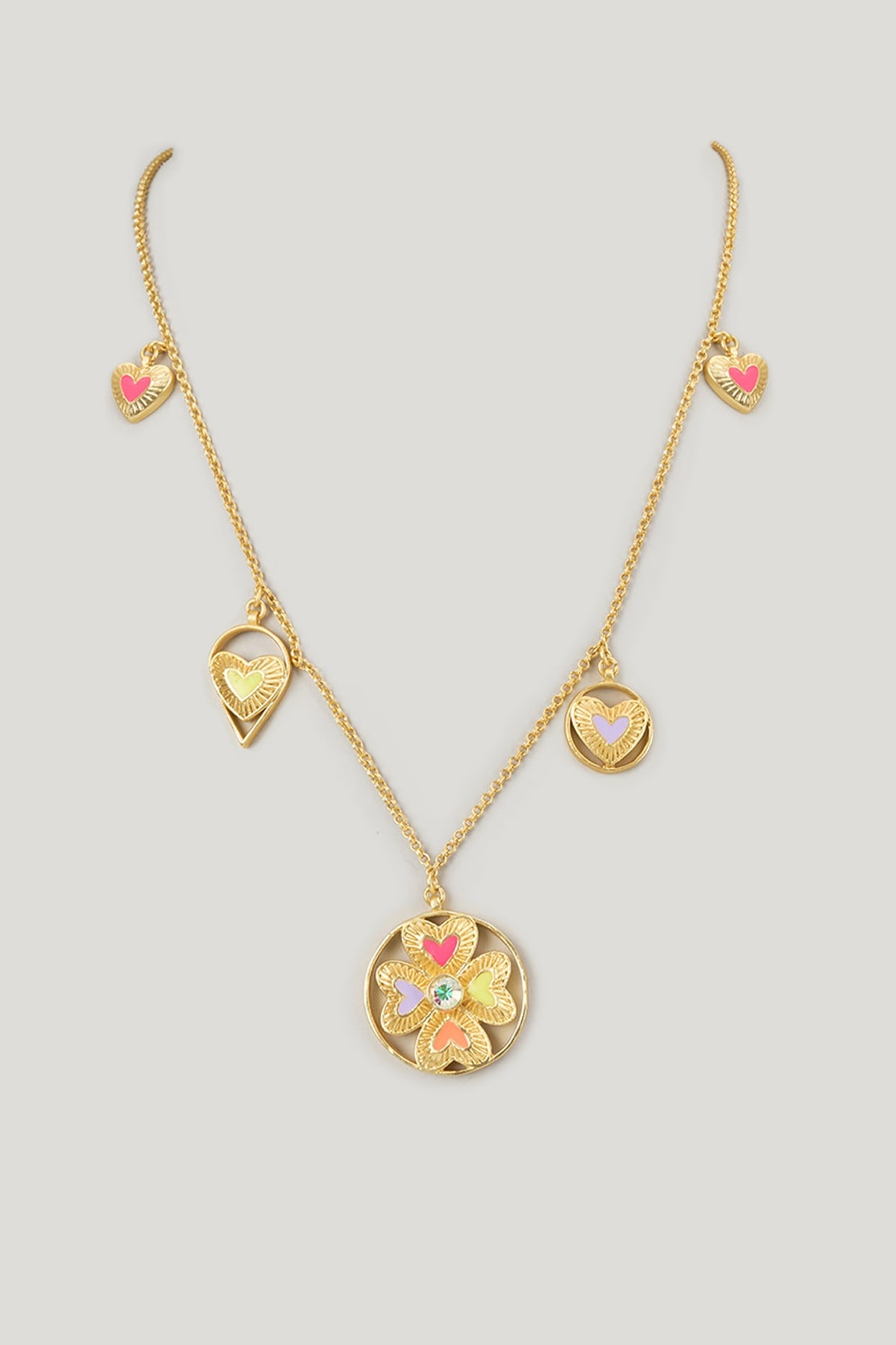 Gold Finish Swarovski Enameled Long Necklace