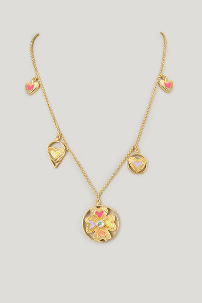 Gold Finish Swarovski Enameled Long Necklace