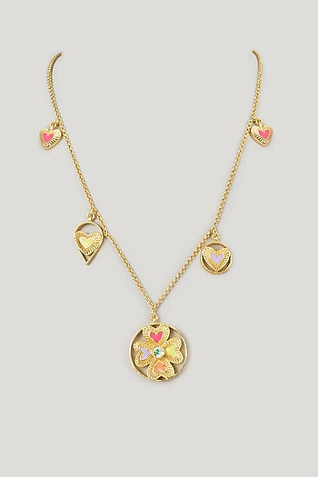 Gold Finish Swarovski Enameled Long Necklace