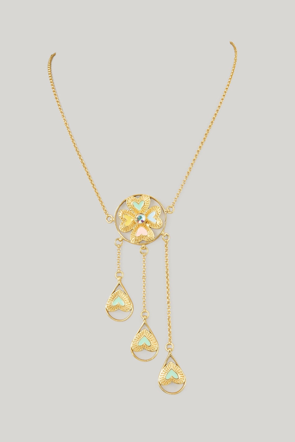 Gold Finish Swarovski Enameled Long Necklace