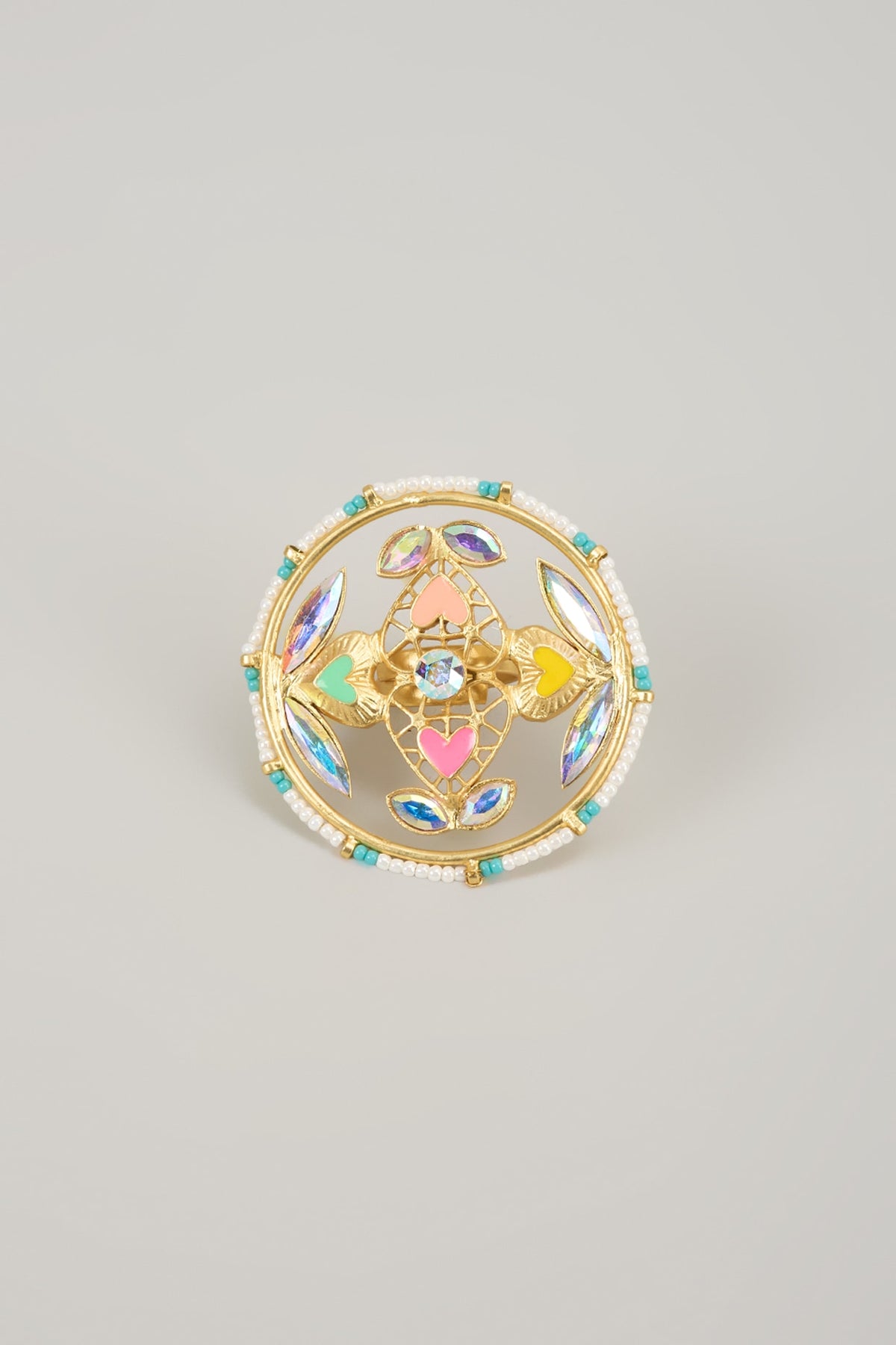 Gold Finish Swarovski Enameled Ring