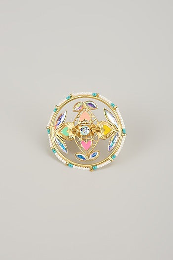 Gold Finish Swarovski Enameled Ring