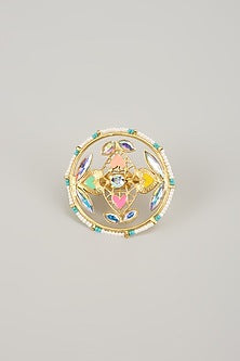 Gold Finish Swarovski Enameled Ring