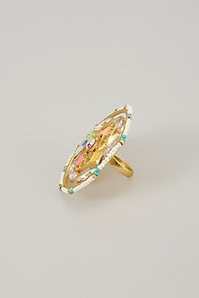 Gold Finish Swarovski Enameled Ring
