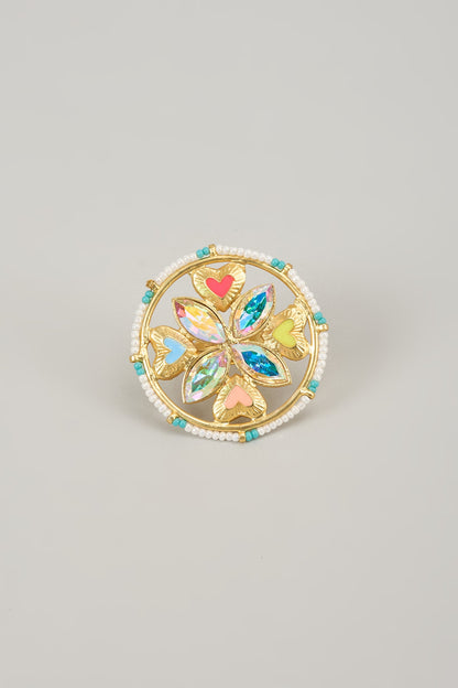 Gold Finish Swarovski Enameled Ring