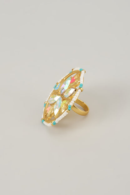 Gold Finish Swarovski Enameled Ring
