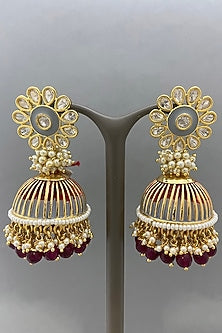 Gold Finish Jhumka Earrings