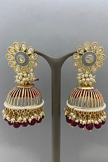 Gold Finish Jhumka Earrings