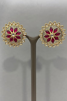 Gold Finish Floral Stud Earrings