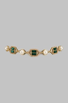 Gold Plated Emerald Swarovski Crystal & American Diamond Necklace