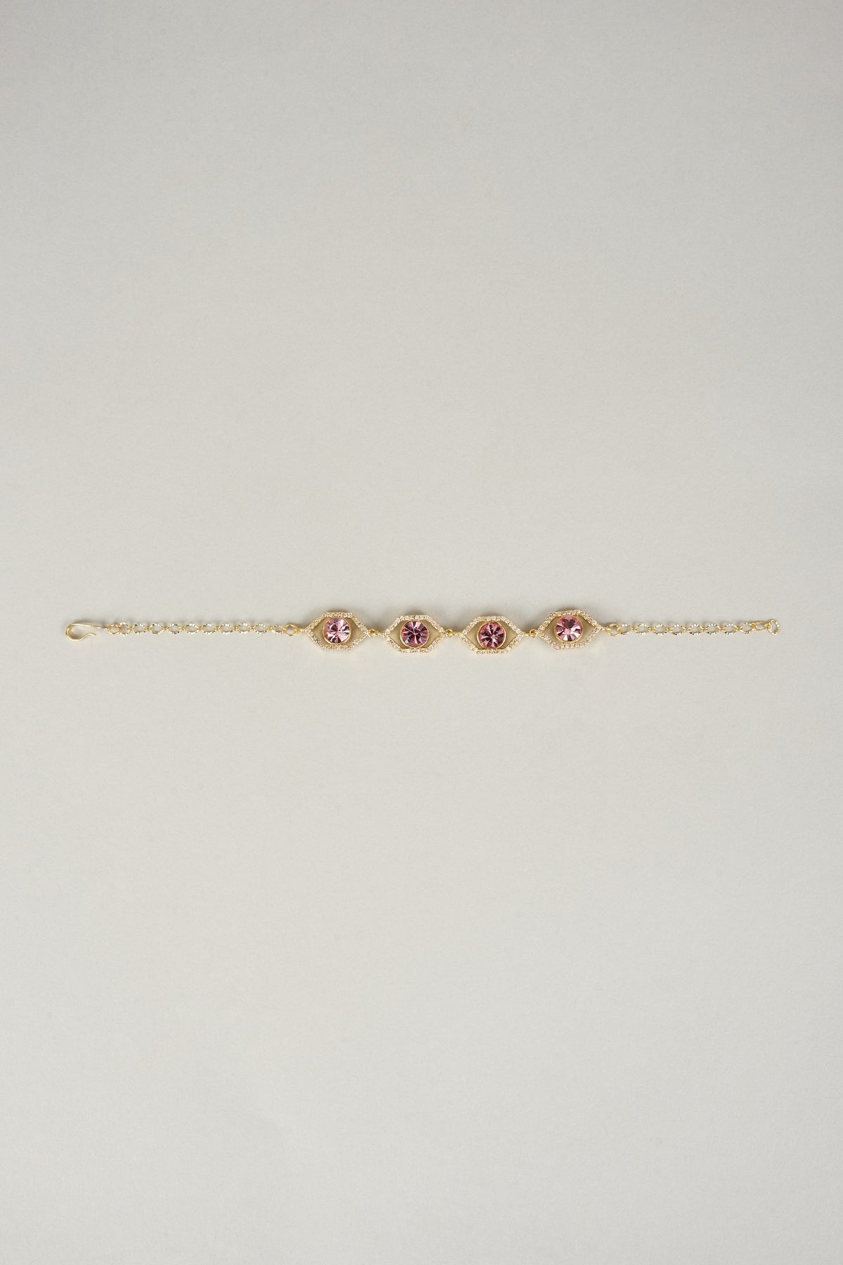 Gold Plated Rose Swarovski Crystal & White Diamond Bracelet