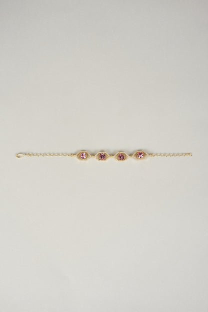 Gold Plated Rose Swarovski Crystal & White Diamond Bracelet