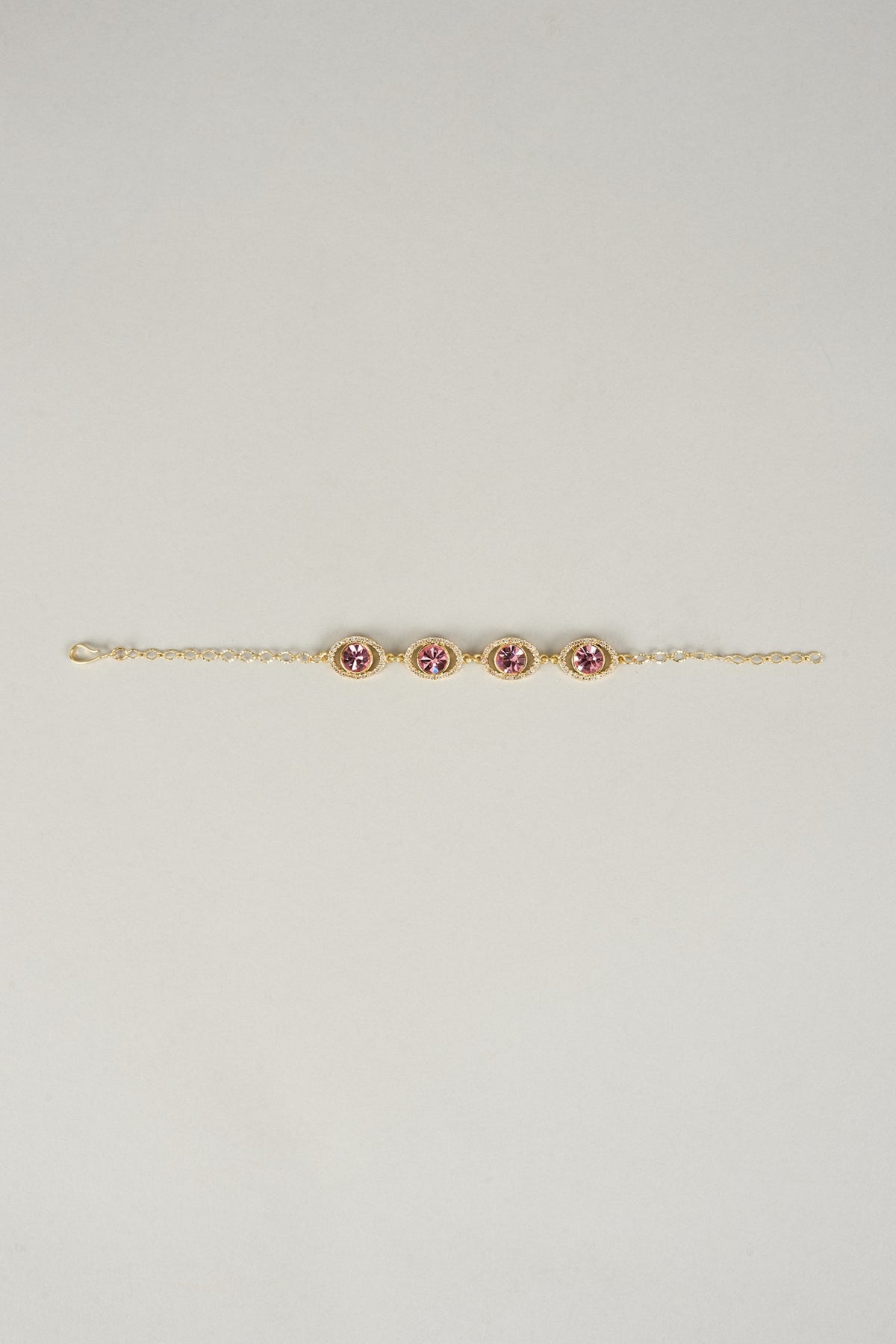 Gold Plated Rose Swarovski Crystal & White Diamond Bracelet