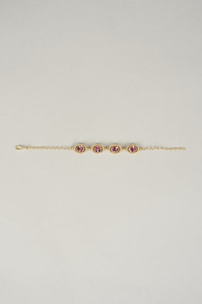 Gold Plated Rose Swarovski Crystal & White Diamond Bracelet
