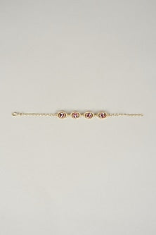 Gold Plated Rose Swarovski Crystal & White Diamond Bracelet