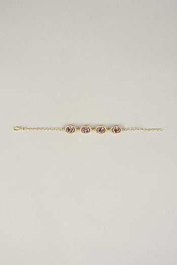 Gold Plated Rose Swarovski Crystal & White Diamond Bracelet