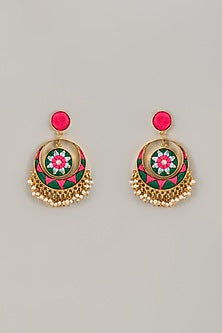 Gold Matte Finish Embellished Chandbaali Earrings