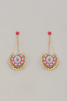 Gold Matte Finish Embellished Chandbaali Earrings