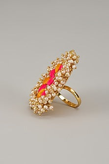 Gold Matte Finish Embellished Ring