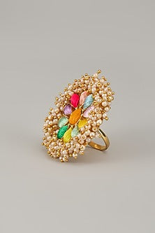 Gold Matte Finish Embellished Ring
