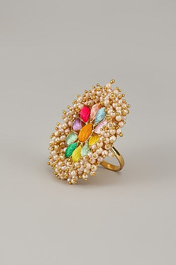 Gold Matte Finish Embellished Ring