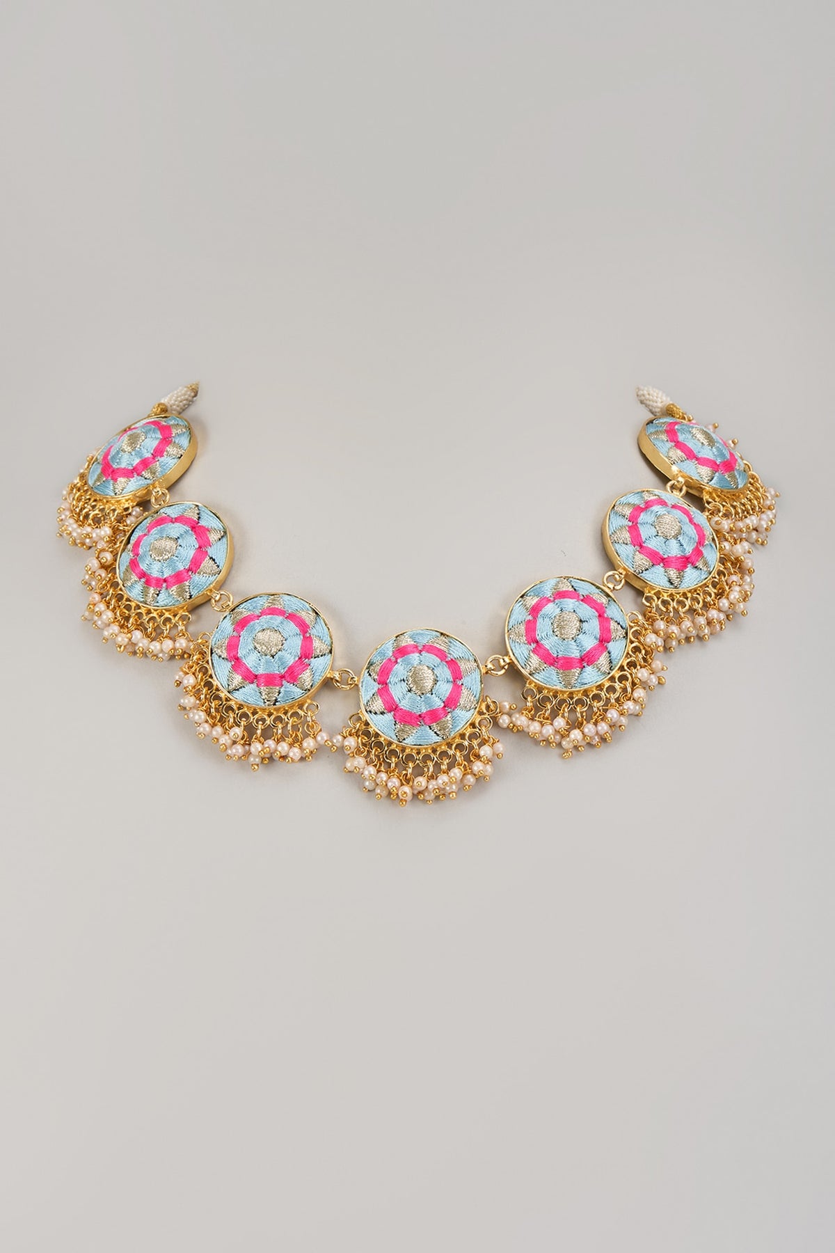 Gold Matte Finish Embellished Necklace